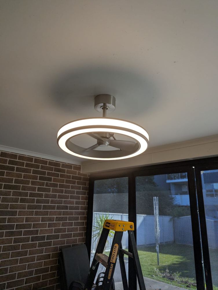 Ceiling fan with LED light ring